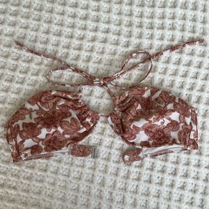 Abercrombie and Fitch Red Floral Upside Down Halter Bikini / Swimsuit Too size M